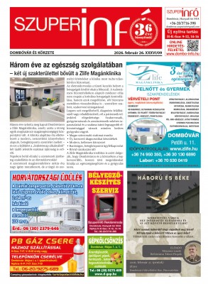 Dombóvár és körzete Szuperinfó 2026. 9. hét